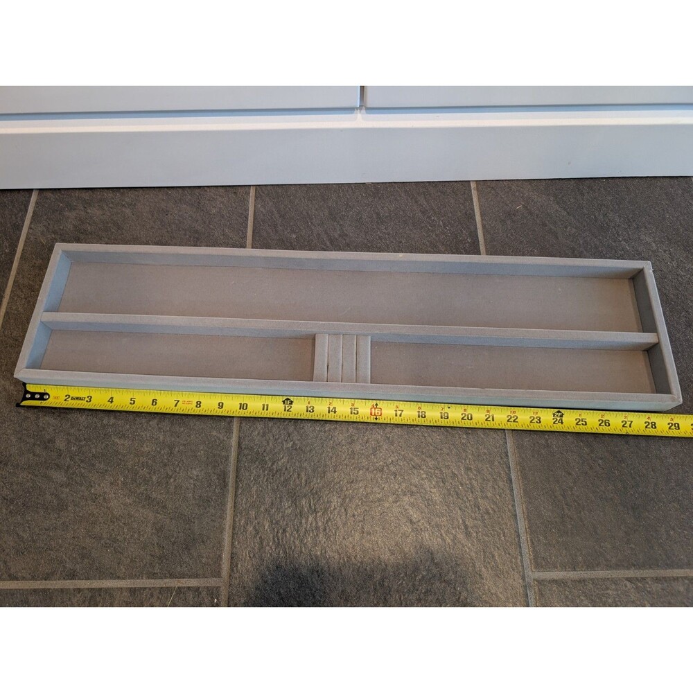 October Furniture Components Gray Velvet Lined Jewelry Organizer Tray 28.75x7.06 - Picture 3 of 6